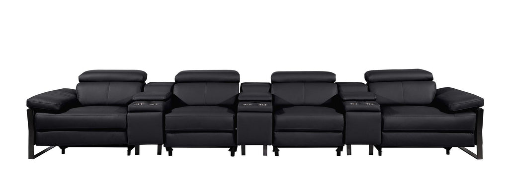 1246 Divanitalia Modular Power Triple Reclining Triple Console Sofa with Power Reclining Headrests - Top Grain Italian Leather