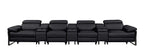 1246 Divanitalia Modular Power Triple Reclining Triple Console Sofa with Power Reclining Headrests - Top Grain Italian Leather