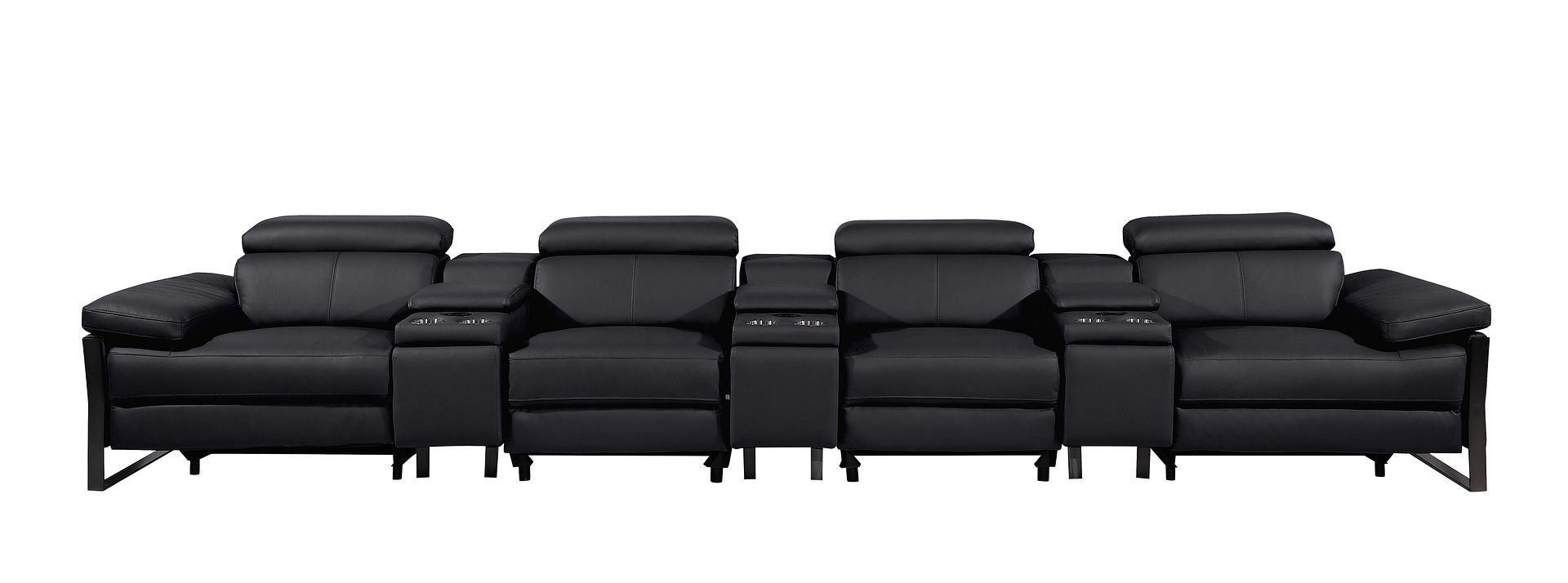 1246 Divanitalia Modular Power Triple Reclining Triple Console Sofa with Power Reclining Headrests - Top Grain Italian Leather