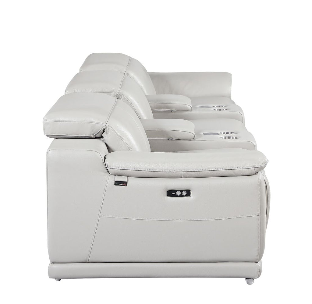 9762 Divanitalia 5-Piece Modular Power Reclining Sofa and Loveseat Set with 3 Power Recliners in Top Grain Italian Leather