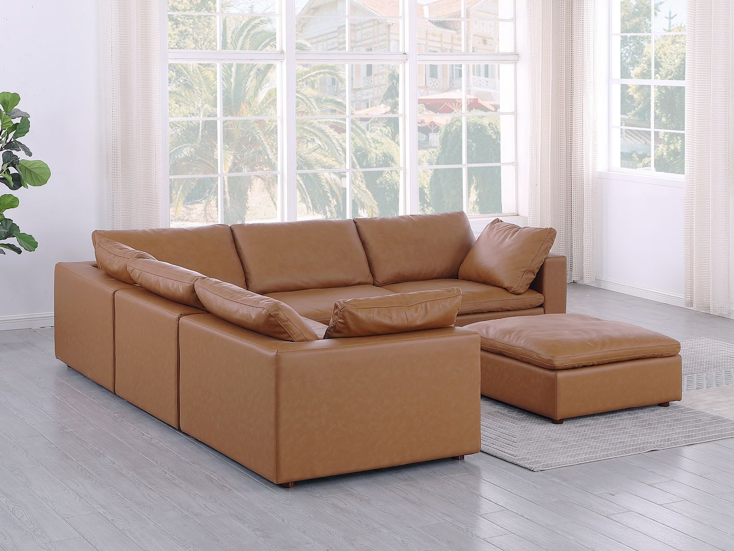 1100 Divanitalia 6-Piece L-Shaped Sectional Sofa - Top-grain Italian Leather