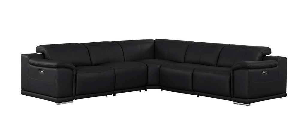 2679 5-Piece L-Shaped Power Reclining Sectional Sofa in Genuine Leather - 3 Recliners