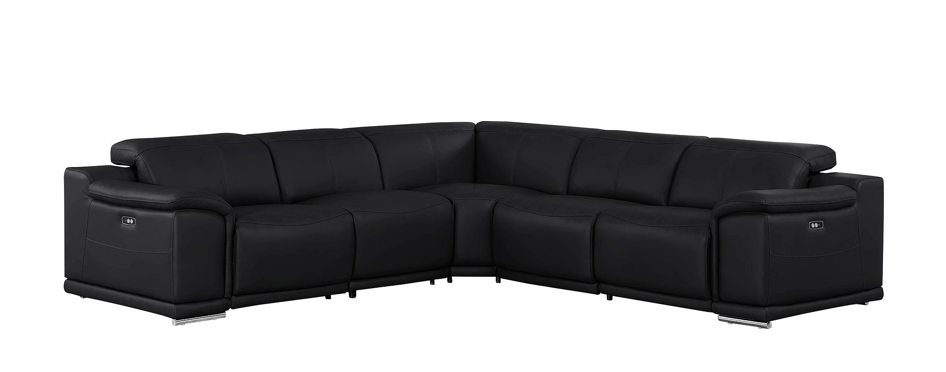 2679 5-Piece L-Shaped Power Reclining Sectional Sofa in Genuine Leather - 3 Recliners