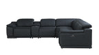 9762 Divanitalia 6-Piece L-Shaped Top Grain Italian Leather Sectional Sofa with 3 Power Recliners
