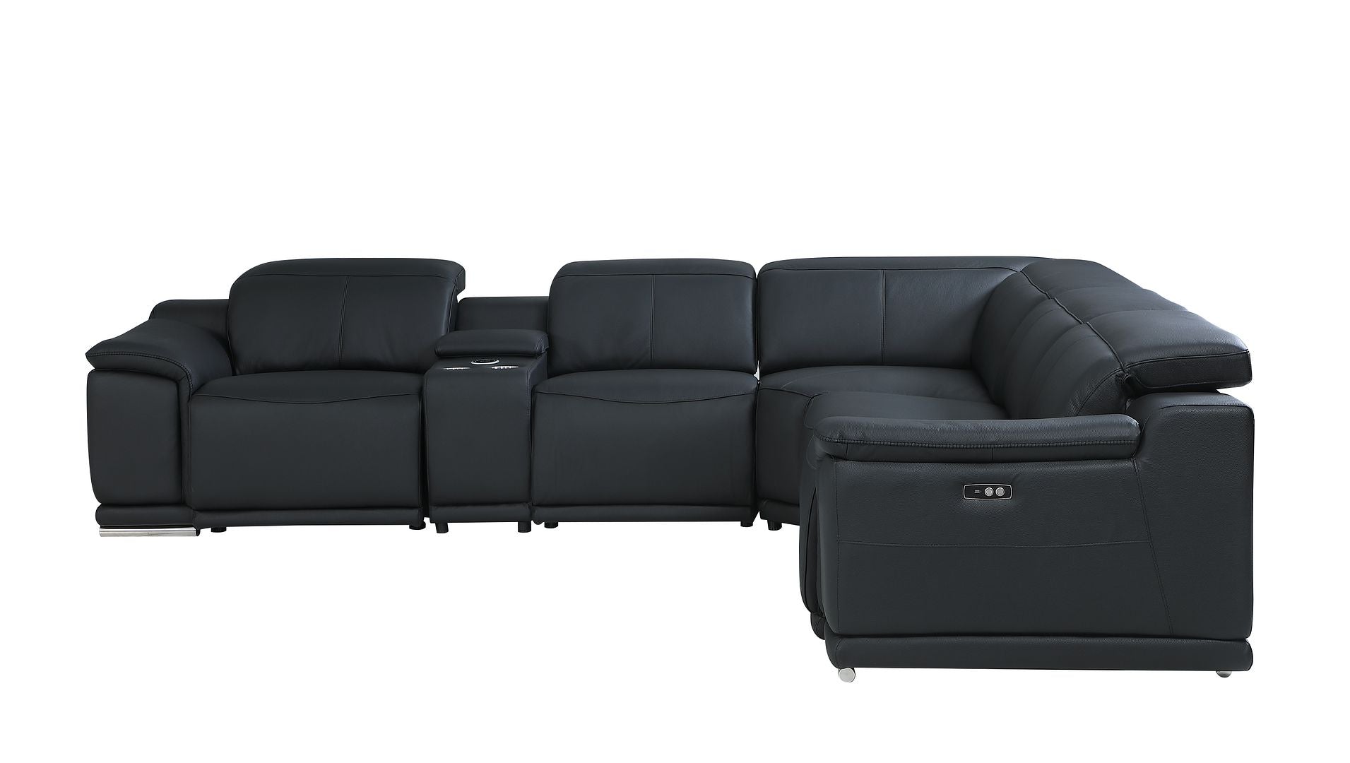 9762 Divanitalia 6-Piece L-Shaped Top Grain Italian Leather Sectional Sofa with 3 Power Recliners