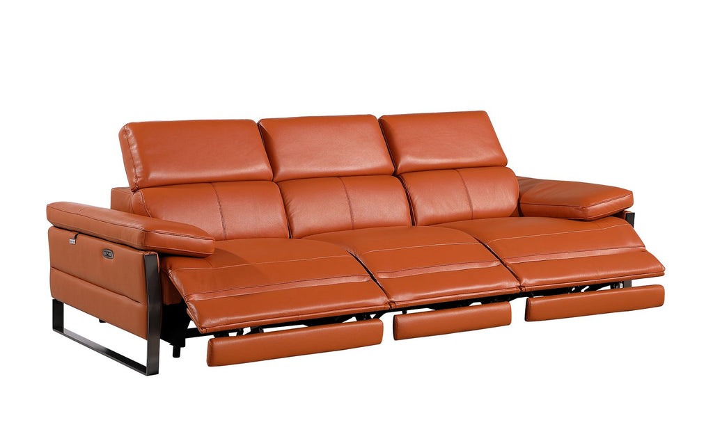 1246 Divanitalia Modular Power Triple Reclining Sofa, Loveseat, and Chair Set with Power Headrests - Top Grain Italian Leather - Camel - SKU 1246-CAMEL-6.6-HT-3PC - view 6