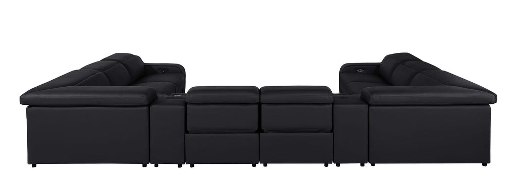 1116 Divanitalia 10-Piece U-Shaped Sectional Sofa in Top Grain Italian Leather with 4 Power Recliners & Power Headrests - Black - SKU 1116-BLACK-10PC-4PWR-U-SECTIONAL-GROUP - view 7