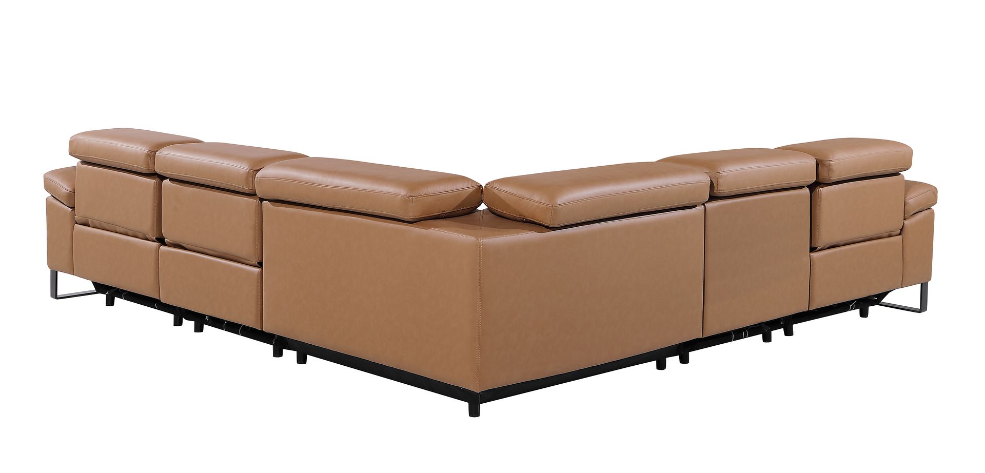 1246 Divanitalia 5-Piece L-Shaped Modular Power Reclining Sectional Sofa with Power Headrests - Top Grain Italian Leather
