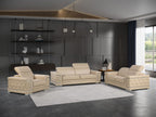 296 Modern Genuine Leather 3-Piece Sofa Set - Beige - SKU 296-BEIGE-3PC