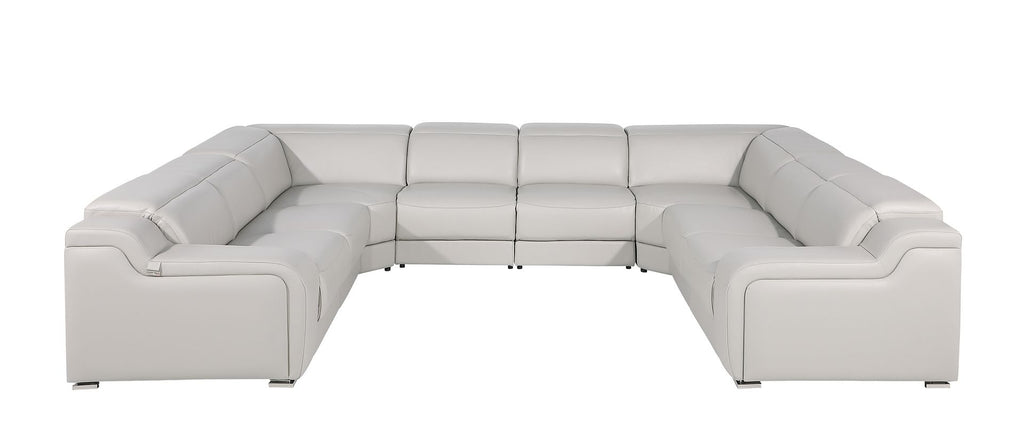 1116 Divanitalia 8-Piece U-Shaped Sectional Sofa in Top Grain Italian Leather with 4 Power Recliners & Power Headrests - Light Grey - SKU 1116-LT_GREY-8PC-4PWR-U-NC-SECT-GROUP - view 3
