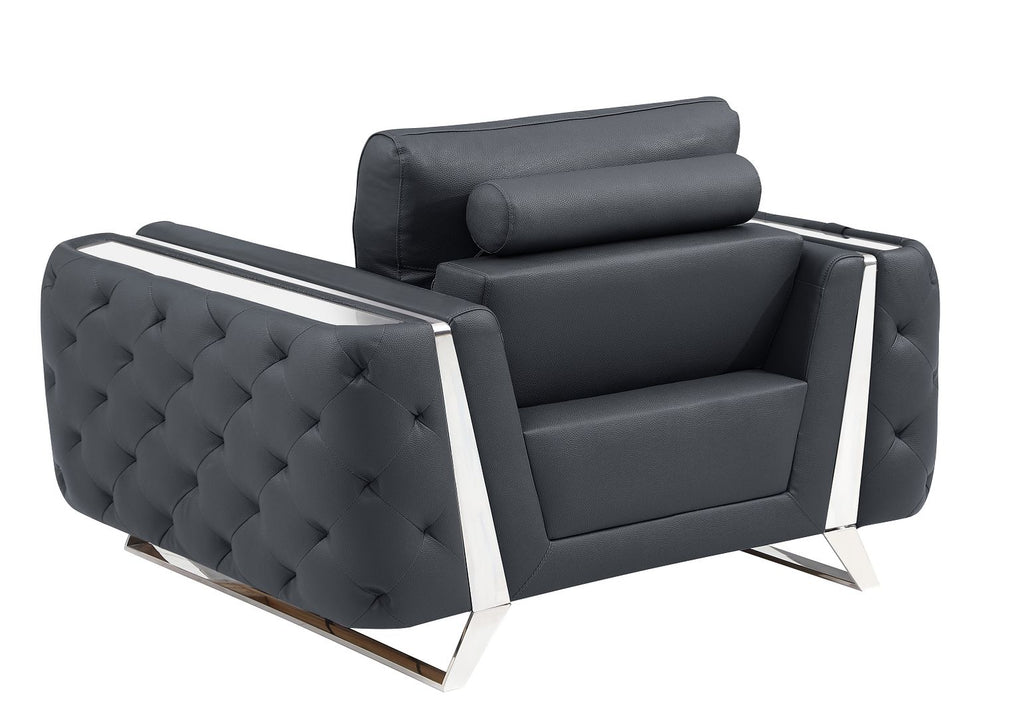 1050 Divanitalia Chair in Top-grain Italian Leather - Dark Grey - SKU 1050-DK-GRAY-CH - view 3