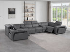 1224 Divanitalia 8-Piece U-Shaped Sectional Sofa in Top Grain Italian Leather with 2 Power Recliners & Power Headrests - Dark Grey - SKU 1224-DK-GREY-8PC-2PWR-U-SECTIONAL - view 2