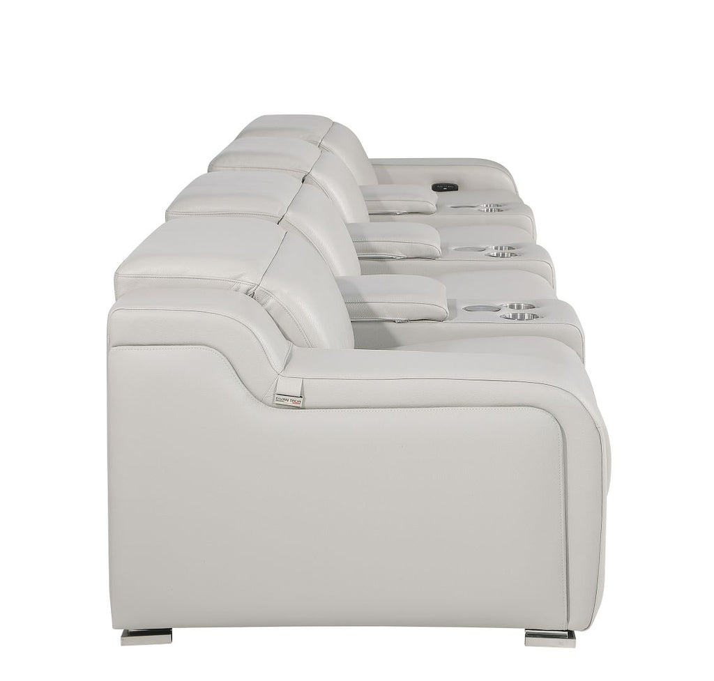 1116 Divanitalia 7-Piece Modular Power Reclining Sofa in Top Grain Italian Leather with 4 Power Recliners & Power Headrests - Light Grey - SKU 1116-LT-GREY-S-7.4-HT - view 5
