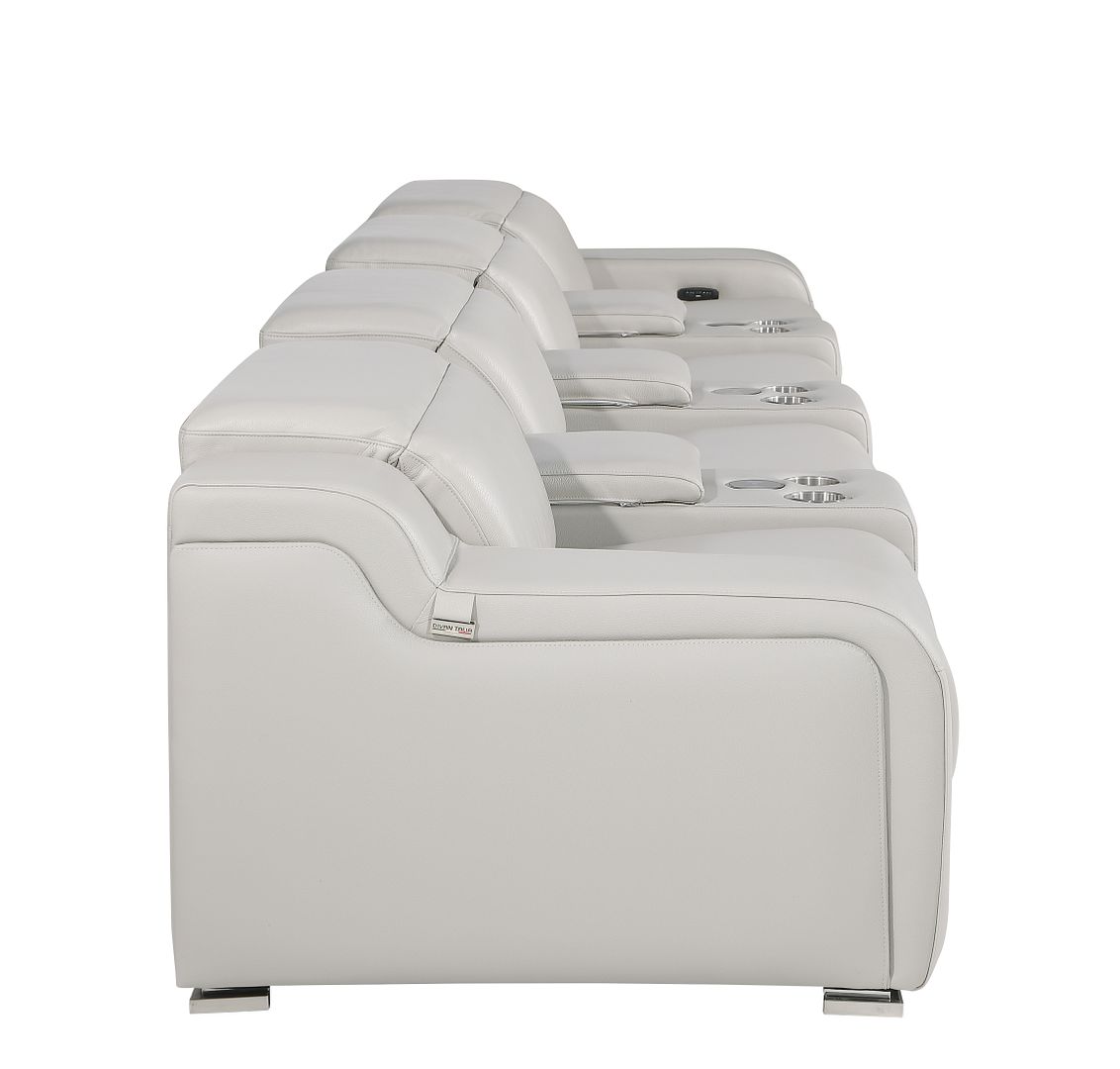 1116 Divanitalia 7-Piece Modular Power Reclining Sofa in Top Grain Italian Leather with 4 Power Recliners & Power Headrests - Light Grey - SKU 1116-LT-GREY-S-7.4-HT - view 5
