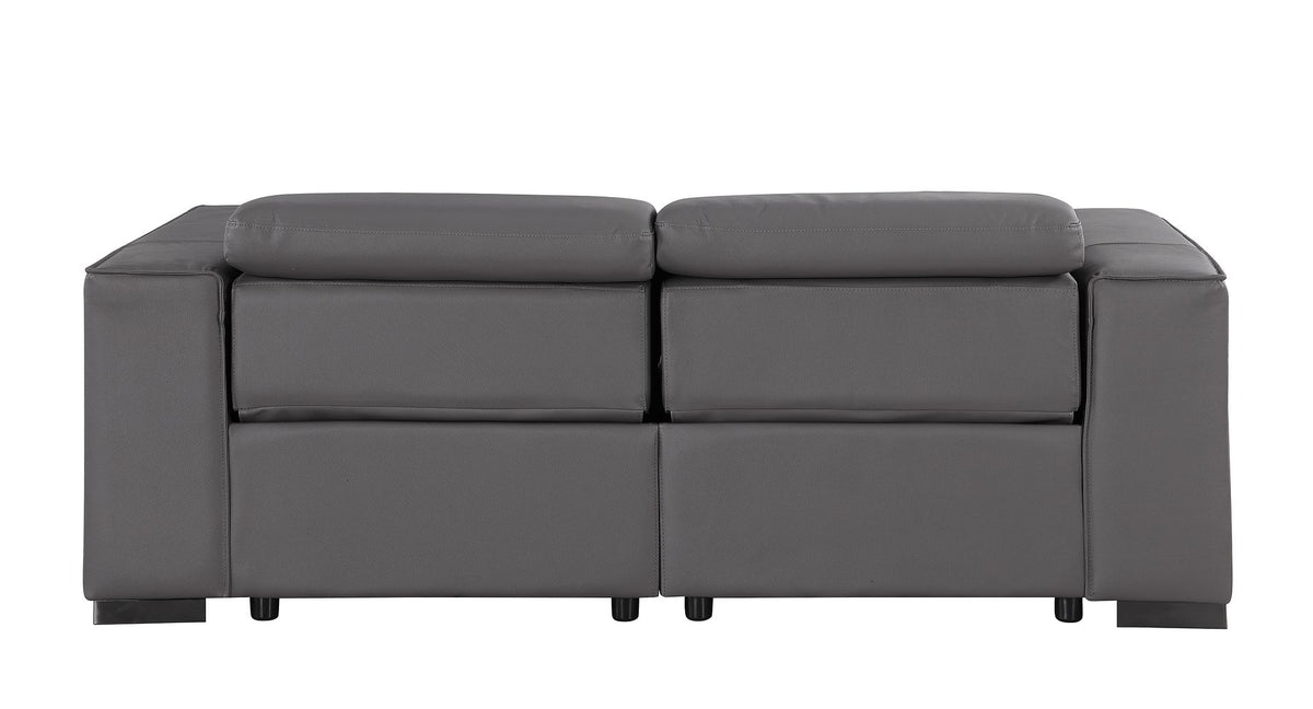1208 Genuine Leather Dual Power Reclining Loveseat - Dark Grey - SKU 1208-DK-GREY-2.2-HT - view 7