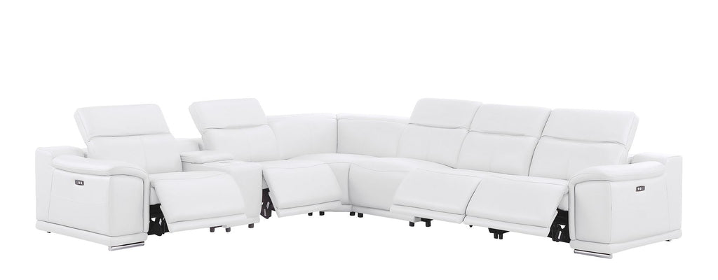 2679 7-Piece L-Shaped Power Reclining Sectional Sofa in Genuine Leather - 4 Recliners