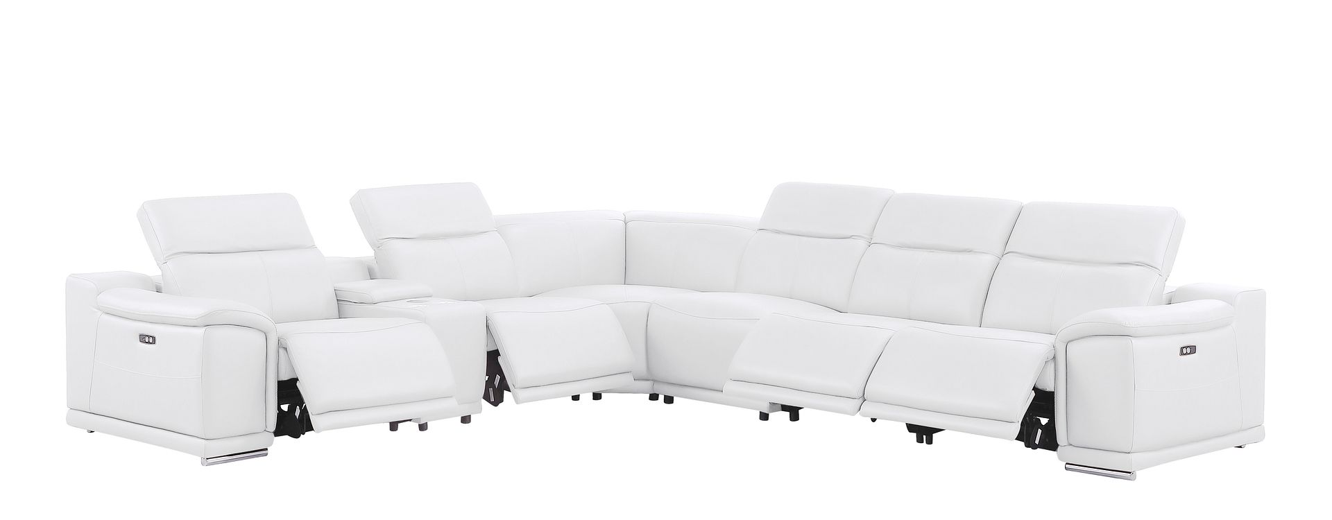 2679 7-Piece L-Shaped Power Reclining Sectional Sofa in Genuine Leather - 4 Recliners
