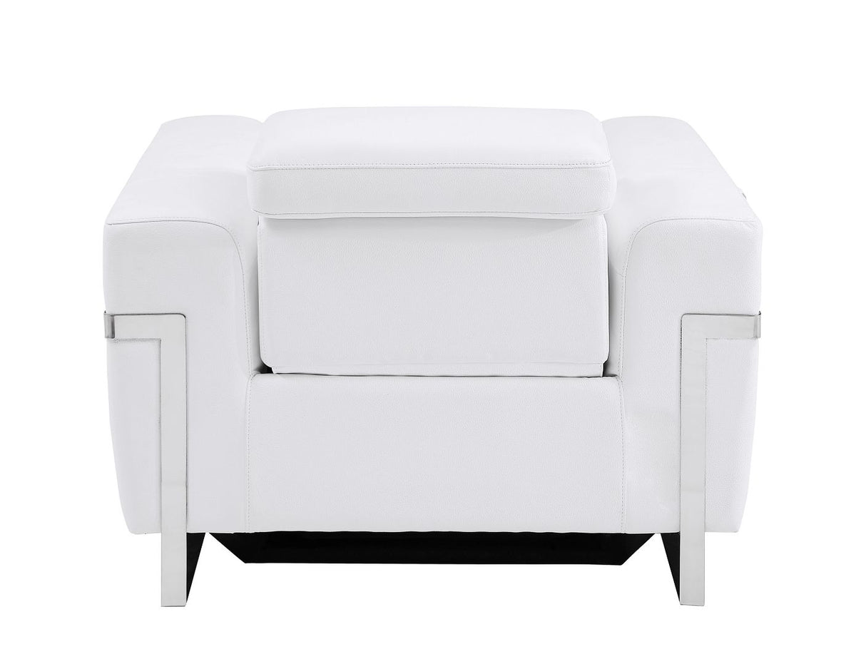 990 Divanitalia Power Reclining Arm Chair with Power Headrest in Top-grain Italian Leather - White - SKU 990-WHITE-CH - view 4