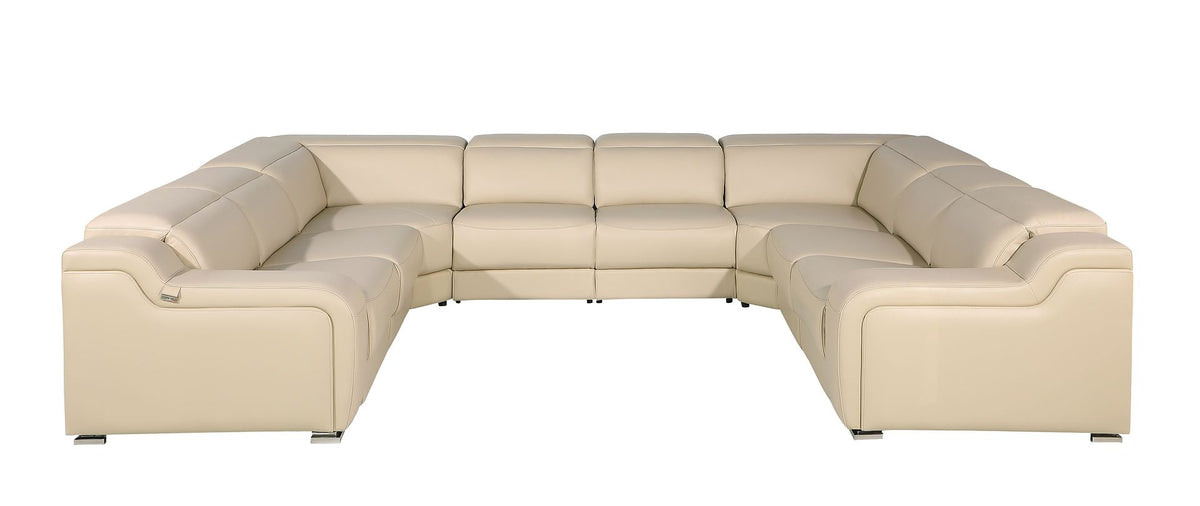 1116 Divanitalia 8-Piece U-Shaped Sectional Sofa in Top Grain Italian Leather with 4 Power Recliners & Power Headrests - Beige - SKU 1116-BEIGE-8PC-4PWR-U-NC-SECTIONAL-GROUP - view 3
