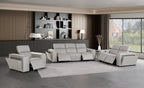 1224 Divanitalia 6-Piece Modular Power Reclining Sofa, Loveseat & Chair Set in Top Grain Italian Leather with 5 Power Recliners & Power Headrests - Light Grey - SKU 1224-LT-GREY-6.5-HT-3PC - view 2