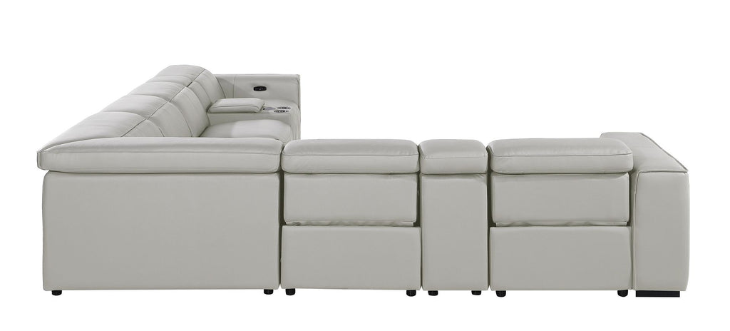 1224 Divanitalia 8-Piece L-Shaped Sectional Sofa in Top Grain Italian Leather with 4 Power Recliners & Power Headrests