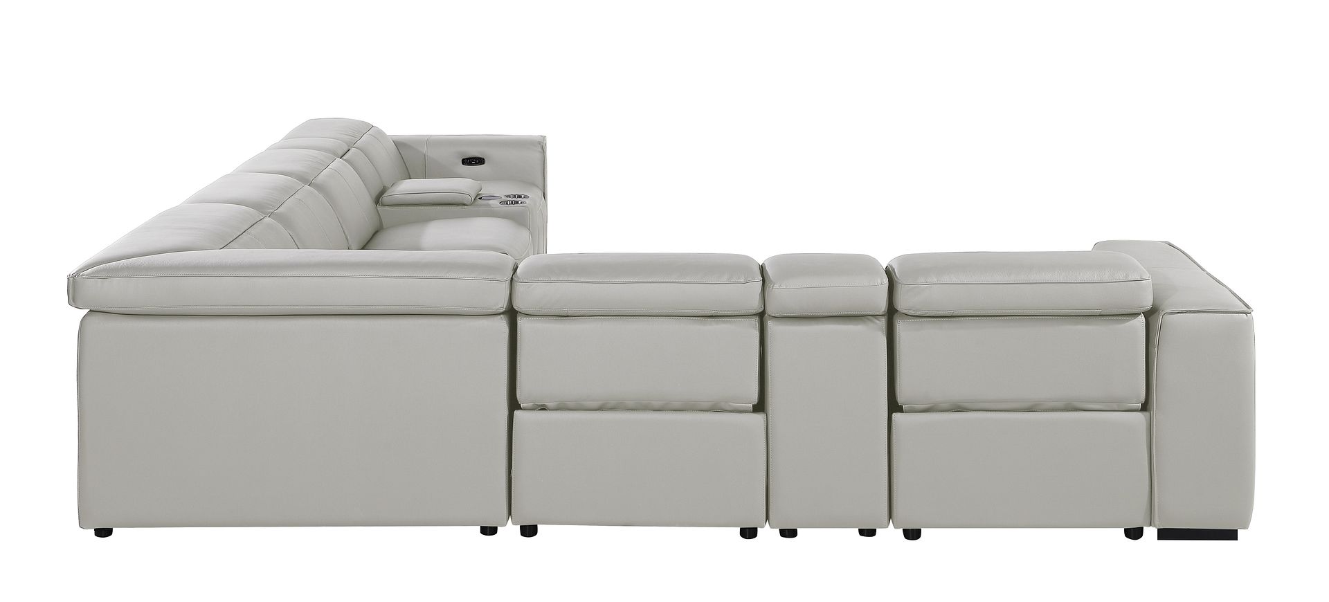 1224 Divanitalia 8-Piece L-Shaped Sectional Sofa in Top Grain Italian Leather with 4 Power Recliners & Power Headrests