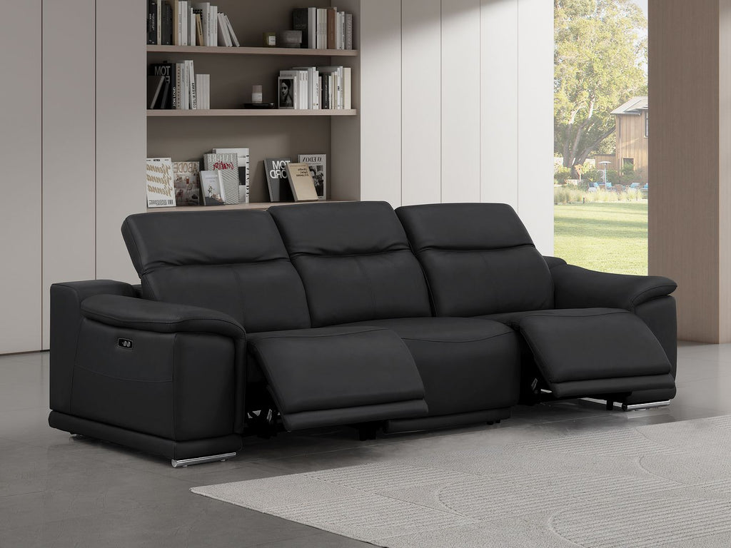 2679 Genuine Leather Sofa with Dual Power Recliners - Black - SKU 2679-BLACK-3.2-S-HT - view 2