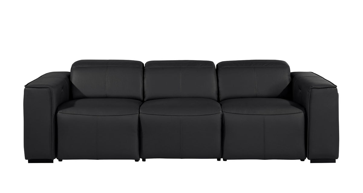 1224 Divanitalia 5-Piece Modular Power Reclining Sofa and Loveseat Set in Top Grain Italian Leather with 4 Power Recliners & Power Headrests - Black - SKU 1224-BLACK-5.4-HT-2PC - view 5