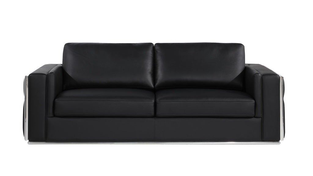 1130 Divanitalia 3-Piece Sofa Set in Top-grain Italian Leather - Black - SKU 1130-BLACK-3PC - view 3