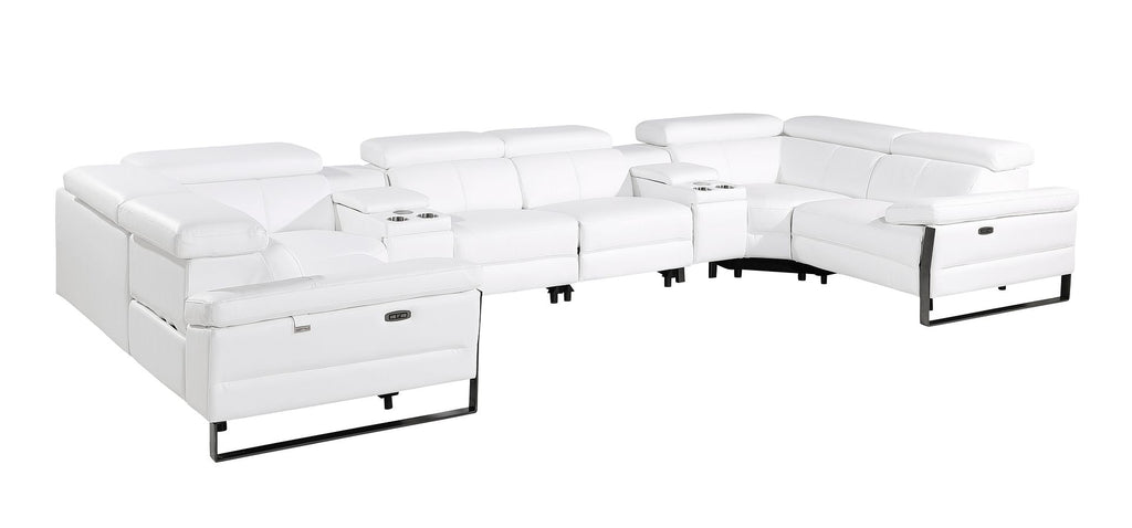 1246 Divanitalia 8-Piece U-Shaped Modular Power Reclining Sectional Sofa with 2 Power Recliners and Power Headrests - Top Grain Italian Leather