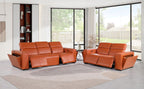 1224 Divanitalia 5-Piece Modular Power Reclining Sofa and Loveseat Set in Top Grain Italian Leather with 4 Power Recliners & Power Headrests - Camel - SKU 1224-CAMEL-5.4-HT-2PC - view 2