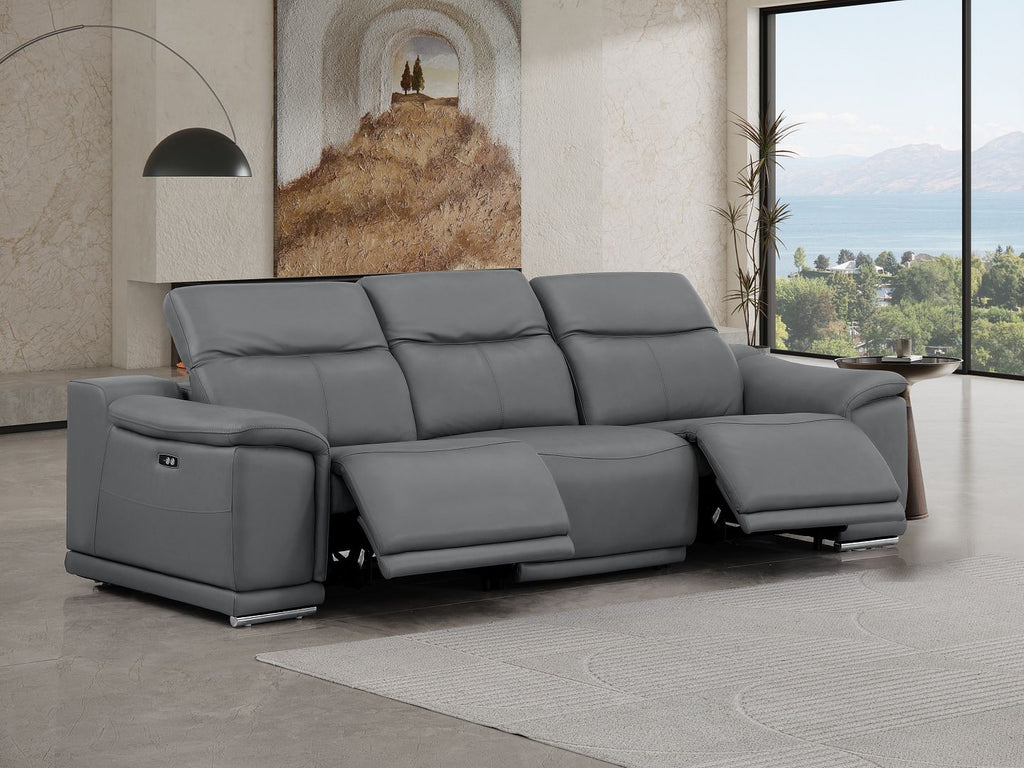 2679 Genuine Leather Sofa with Dual Power Recliners - Dark Grey - SKU 2679-DK-GRAY-3.2-S-HT - view 2