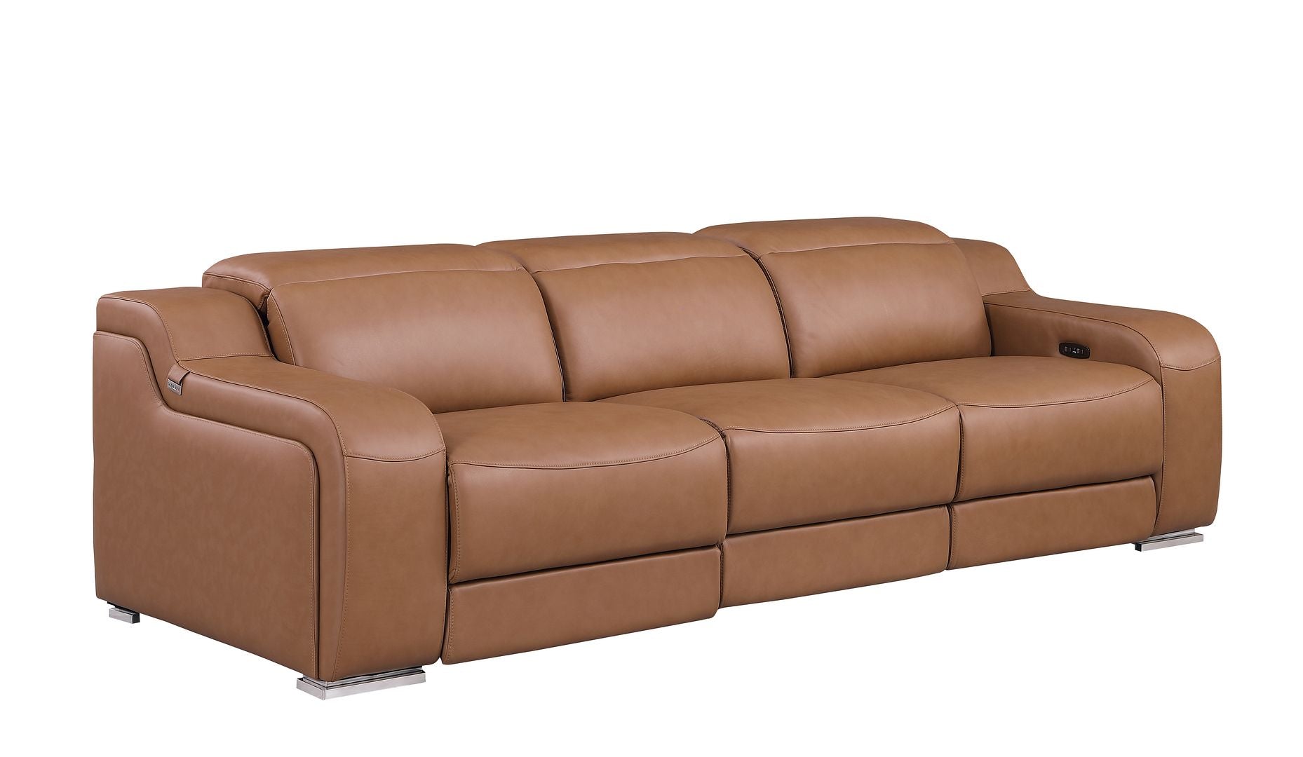 1116 Divanitalia 3-Piece Modular Power Reclining Sofa in Top Grain Italian Leather with 3 Power Recliners & Power Headrests