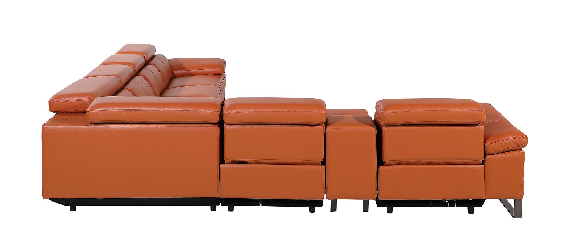 1246 Divanitalia 7-Piece L-Shaped Modular Power Reclining Sectional Sofa with 4 Power Recliners and Power Headrests - Top Grain Italian Leather