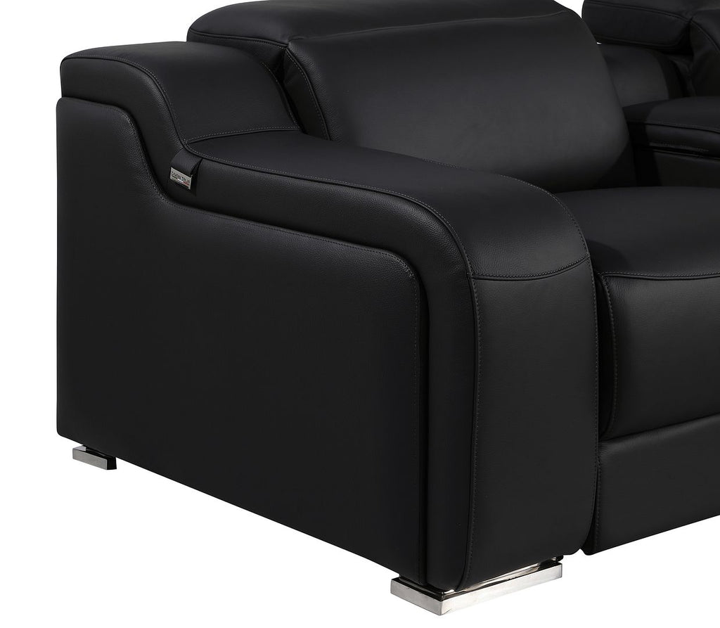 1116 Divanitalia 8-Piece U-Shaped Sectional Sofa in Top Grain Italian Leather with 2 Power Recliners & Power Headrests