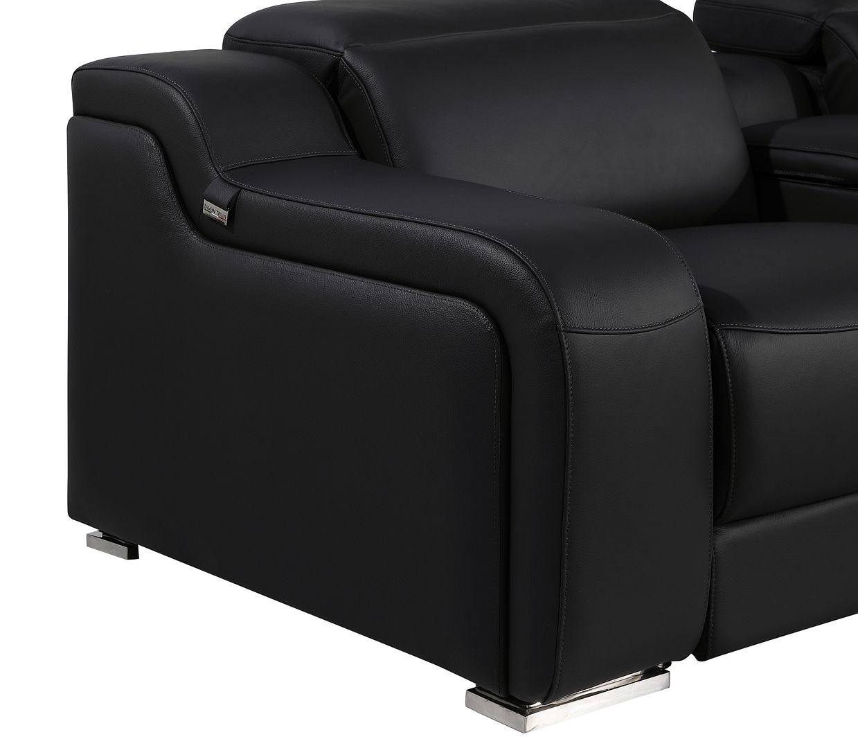 1116 Divanitalia 8-Piece U-Shaped Sectional Sofa in Top Grain Italian Leather with 2 Power Recliners & Power Headrests