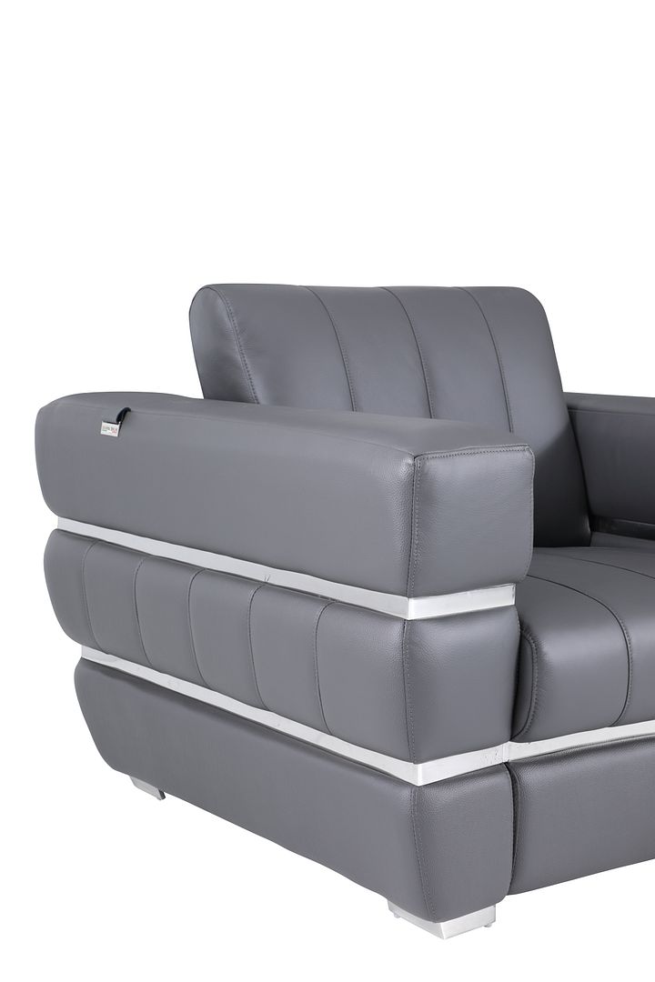 904 Divanitalia 3-Piece Sofa Set in Top-grain Italian Leather - Dark Grey - SKU 904- DARK GRAY 3PC (S/L/CH) - GROUP - view 9