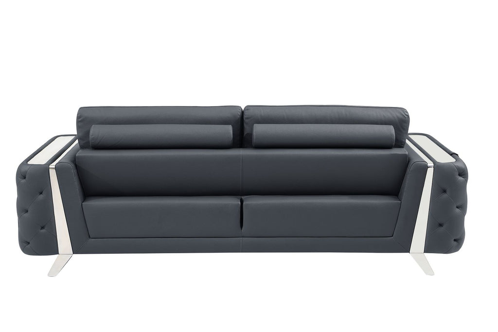 1050 Divanitalia 2-Piece Sofa Set in Top-grain Italian Leather - Dark Grey - SKU 1050-DK-GRAY-3PC - view 6