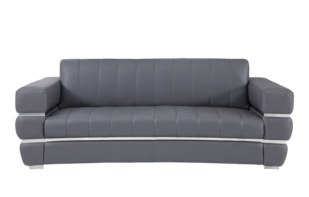 904 Divanitalia 3-Piece Sofa Set in Top-grain Italian Leather - Dark Grey - SKU 904- DARK GRAY 3PC (S/L/CH) - GROUP - view 3