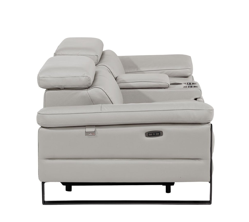 1246 Divanitalia Top Grain Italian Leather Console Loveseat with Power Headrest - Light Grey - SKU 1246-LT-GREY-3.2-HT - view 7