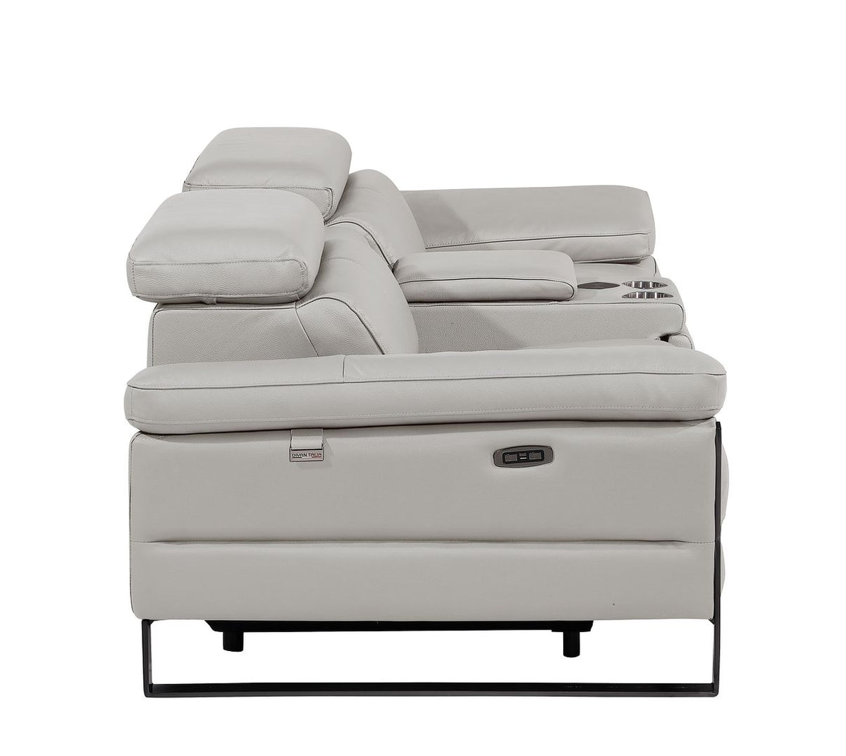 1246 Divanitalia Top Grain Italian Leather Console Loveseat with Power Headrest - Light Grey - SKU 1246-LT-GREY-3.2-HT - view 7