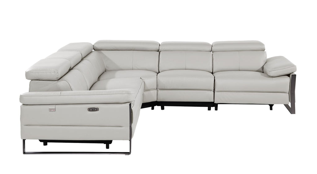 1246 Divanitalia 5-Piece L-Shaped Modular Power Reclining Sectional Sofa with Power Headrests - Top Grain Italian Leather