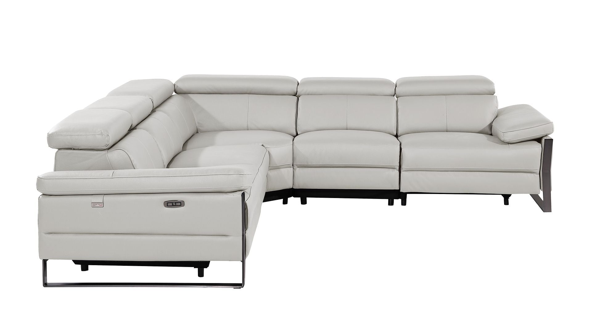 1246 Divanitalia 5-Piece L-Shaped Modular Power Reclining Sectional Sofa with Power Headrests - Top Grain Italian Leather