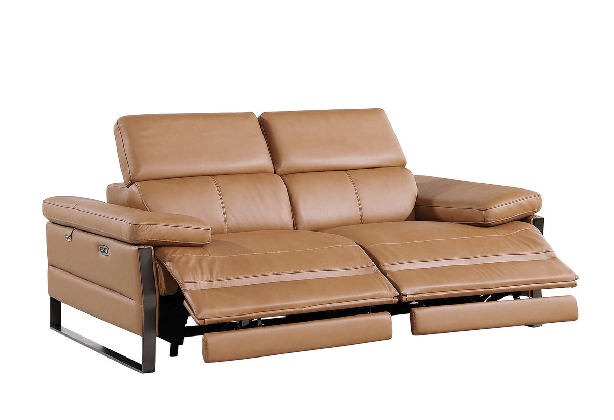 1246 Divanitalia Modular Power Dual Reclining Sofa, Loveseat, and Chair Set with Power Headrests - Top Grain Italian Leather - Cognac - SKU 1246-COGNAC-6.5-HT-3PC - view 8