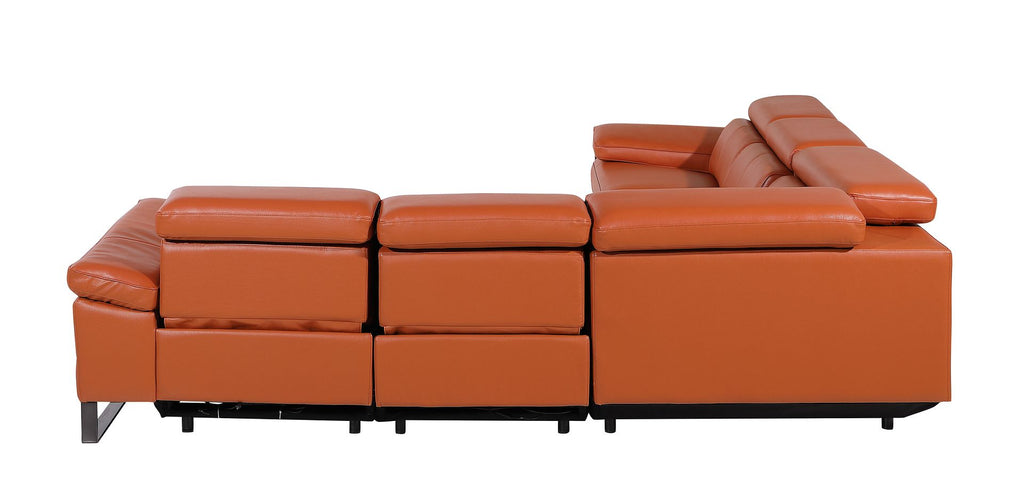 1246 Divanitalia 5-Piece L-Shaped Modular Power Reclining Sectional Sofa with Power Headrests - Top Grain Italian Leather