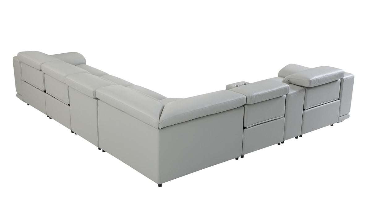 9762 Divanitalia 7-Piece L-Shaped Top Grain Italian Leather Sectional Sofa with 4 Power Recliners - Light Grey - SKU 9762-7PC-4PWR-SECTIONAL- LIGHT GREY-GROUP - view 5