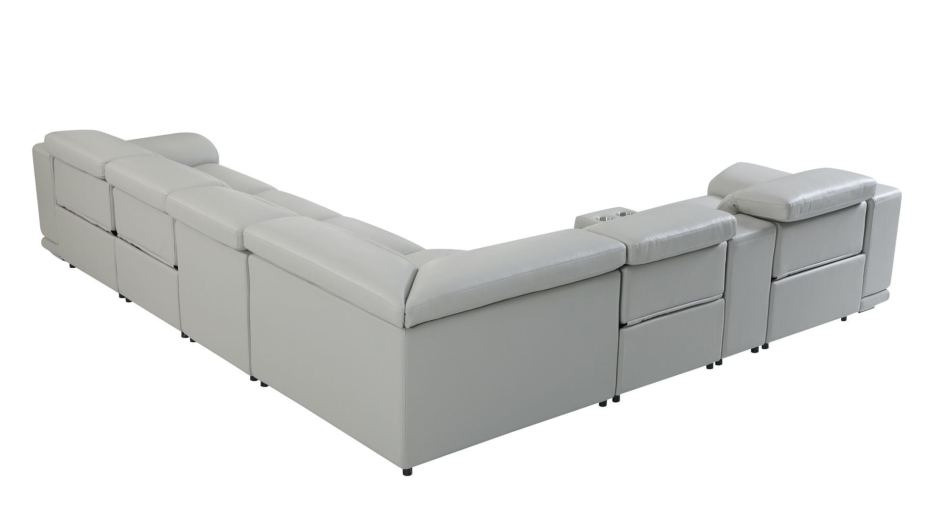 9762 Divanitalia 7-Piece L-Shaped Top Grain Italian Leather Sectional Sofa with 4 Power Recliners