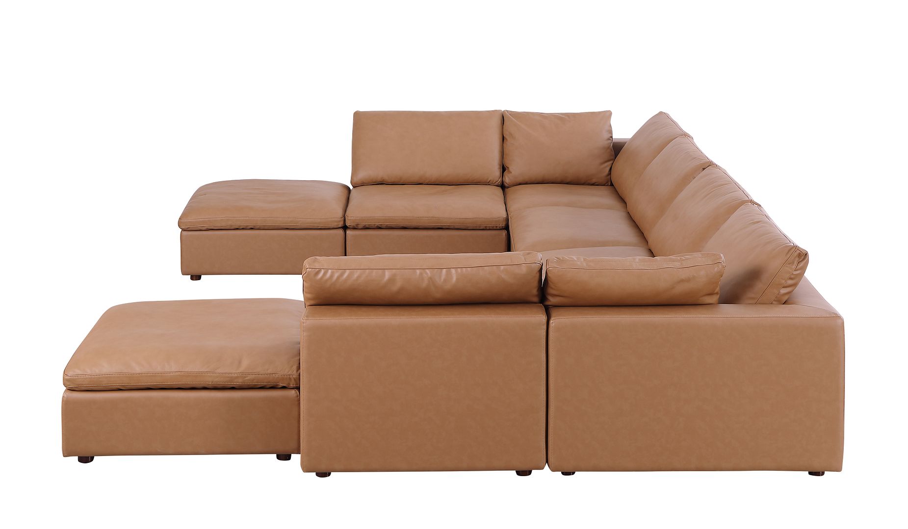 1100 Divanitalia Top-grain Italian Leather 8-Piece Sectional Sofa with Chaise