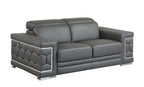 692 Divanitalia 2-Piece Sofa Set with Adjustable Headrest in Top-grain Italian Leather - Dark Grey - SKU 692- DARK GRAY 2PC (S/L) - GROUP - view 8