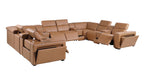 1224 Divanitalia 12-Piece U-Shaped Sectional Sofa in Top Grain Italian Leather with 4 Power Recliners & Power Headrests